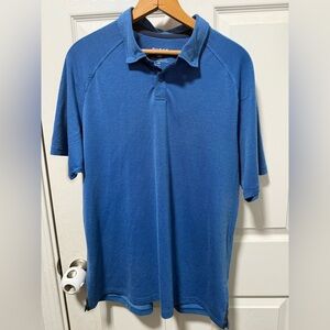 Rhone Delta Pique Polo Shirt Mens L Blue Performance Lightweight Golf Casual